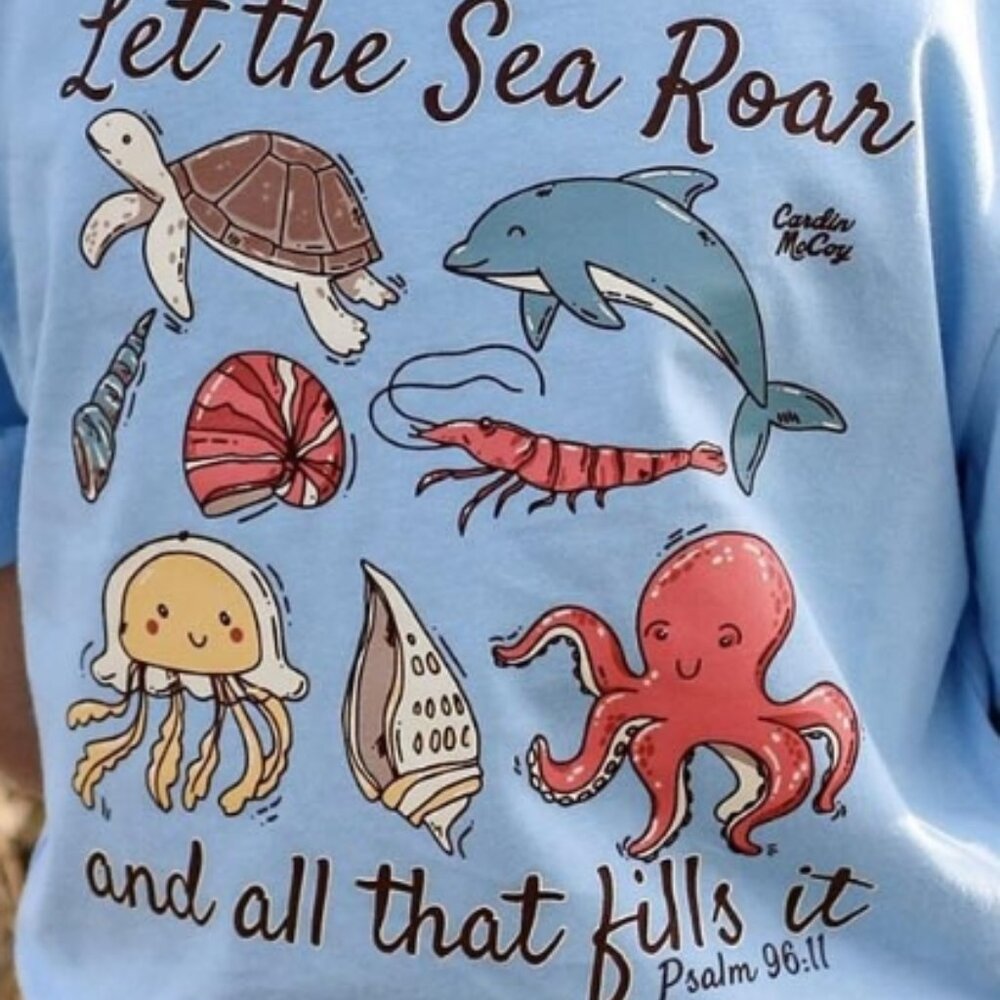 Cardin McCoy blue shirt "Let the Sea Roar... Psalm 96:11"  L(12/14)